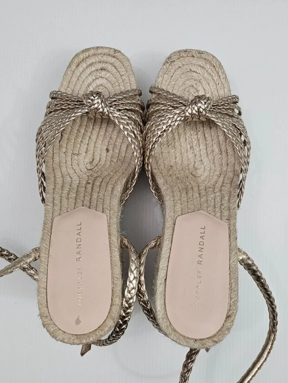 Loeffler Randall Pamela Mignon Espadrille Wedge Women 9 Champagne Knotted Sandal